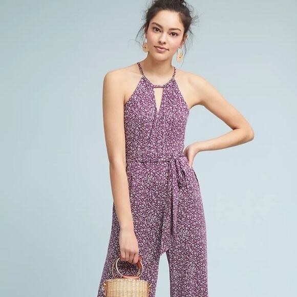 Maeve Pants - Anthropologie Maeve Claremont Jumpsuit Purple Floral Size XS